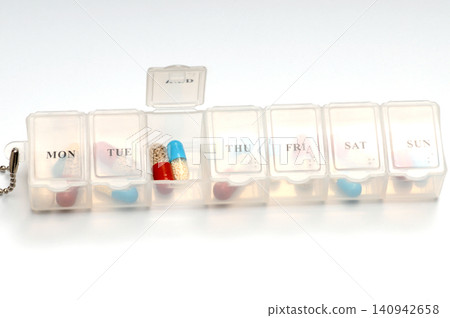 Weekly Pill Organizer with Braille Dots and Open Wednesday Compartment Weekly Pill Organizer with Braille Dots and Open Wednesday Compartment 140942658