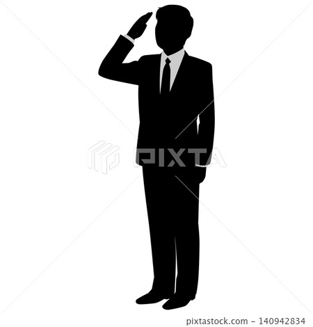 A male businessman salutes A male businessman salutes 140942834