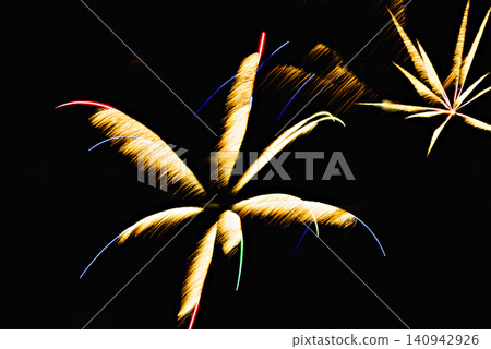 Fireworks lighting up the night sky. Pyrotechnics, abstract Fireworks lighting up the night sky. Pyrotechnics, abstract 140942926