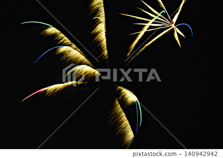 Fireworks lighting up the night sky. Pyrotechnics, abstract Fireworks lighting up the night sky. Pyrotechnics, abstract 140942942