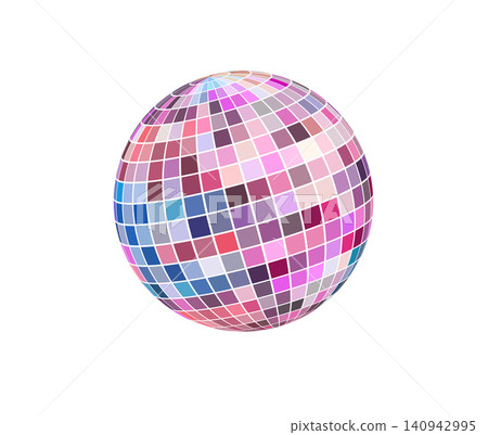 Shiny disco ball with pink, blue and and purple mirror mosaic tiles and sparkling reflections. Retro Shiny disco ball with pink, blue and and purple mirror mosaic tiles and sparkling reflections. Retro 140942995