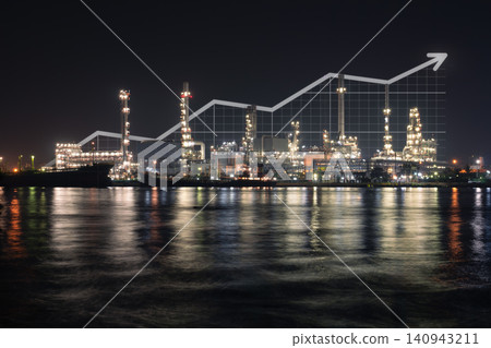 Illuminated Refinery at Night Illuminated Refinery at Night 140943211