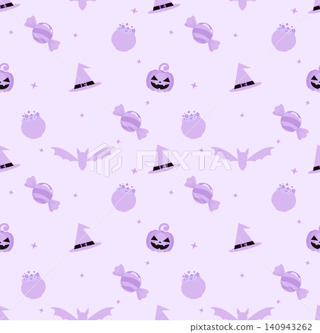Cute Purple Pastel Halloween Icons Seamless Pattern Background Cute Purple Pastel Halloween Icons Seamless Pattern Background 140943262