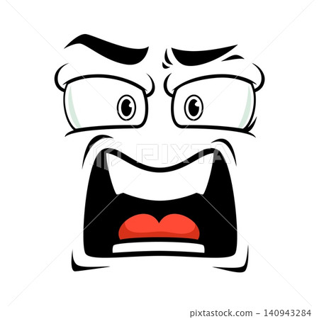 Angry yelling cartoon face with irate emotion of grumpy expression with shouting mouth. Cartoon emoji face with furious expression of anger or threat with mad fierce eyes and grumpy rage emotion Angry yelling cartoon face with irate emotion of grumpy expression with shouting mouth. Cartoon emoji face with furious expression of anger or threat with mad fierce eyes and grumpy rage emotion 140943284