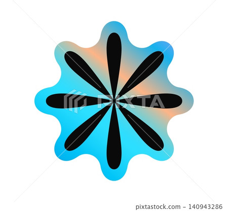 Abstract flower hologram vintage Y2K sticker or label. Gradient chrome iridescent Y2K patch, metallic color hologram vector sticker. Glossy holographic label with abstract geometric shape Abstract flower hologram vintage Y2K sticker or label. Gradient chrome iridescent Y2K patch, metallic color hologram vector sticker. Glossy holographic label with abstract geometric shape 140943286