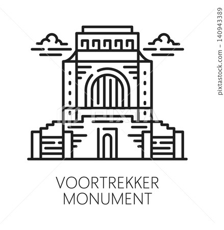 South Africa voortrekker monument, African travel line icon or label. African continent travel outline sign, country trip vector icon. South Africa journey symbol with historical monument landmark South Africa voortrekker monument, African travel line icon or label. African continent travel outline sign, country trip vector icon. South Africa journey symbol with historical monument landmark 140943389