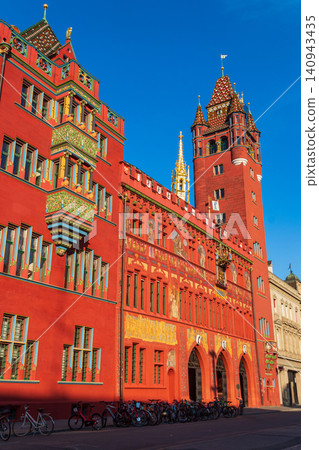 Facade of Basel Town Hall in Basel, Switzerland Facade of Basel Town Hall in Basel, Switzerland 140943435