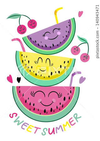 Sweet Summer Fruit Illustration Sweet Summer Fruit Illustration 140943471