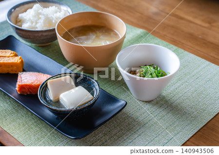 A set of authentic Japanese breakfast dishes. A set of authentic Japanese breakfast dishes. 140943506