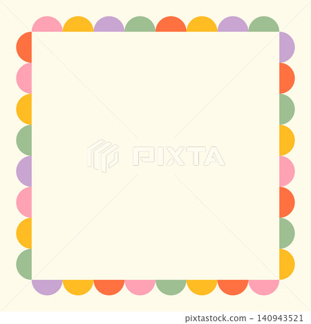 Cute pastel color square scalloped vector frame, Colorful label for kids designs, scrapbook and journaling Cute pastel color square scalloped vector frame, Colorful label for kids designs, scrapbook and journaling 140943521
