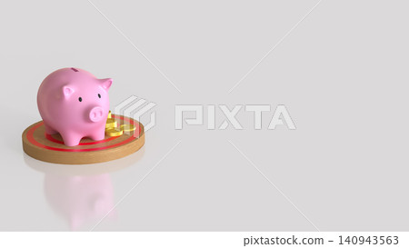 Pink Piggy Bank And Golden Coins For Saving 3d render. Pink Piggy Bank And Golden Coins For Saving 3d render. 140943563