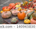 Various pumpkins are on display at the autumn harvest festival. 140943830