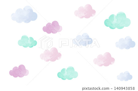 Blue and purple watercolor-style cloud background illustration 140943858