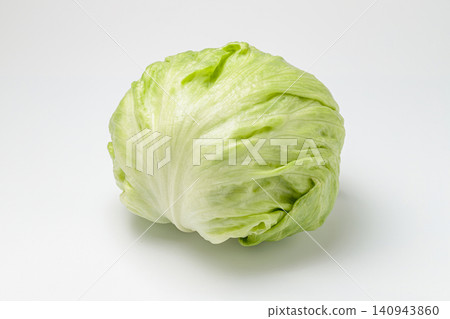 A whole lettuce placed against a white background 140943860