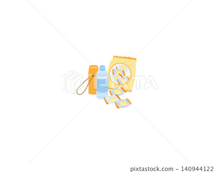 Heatstroke prevention goods | Illustrations of summer heat countermeasures such as salt candy, water bottles, and plastic bottles Heatstroke prevention goods | Illustrations of summer heat countermeasures such as salt candy, water bottles, and plastic bottles 140944122