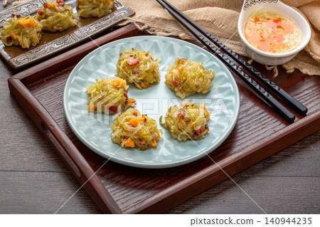 chinese Steamed Vegetable Balls Made of Radish, Glass Noodles and Carrots chinese Steamed Vegetable Balls Made of Radish, Glass Noodles and Carrots 140944235