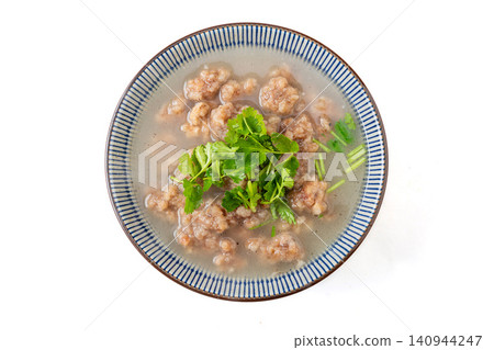 traditional Donkey Meatball Soup with Savory Broth and Fresh Coriander traditional Donkey Meatball Soup with Savory Broth and Fresh Coriander 140944247