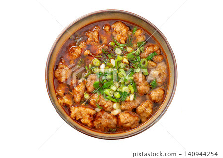traditional Donkey Meatball Soup with Spicy Chili Broth and Fresh Scallions traditional Donkey Meatball Soup with Spicy Chili Broth and Fresh Scallions 140944254