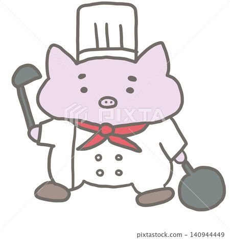 Occupational illustration: Pig chef Occupational illustration: Pig chef 140944449