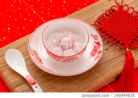 pink strawberry flavored sweet rice balls, cooked colorful Chinese Tangyuan mochi dessert pink strawberry flavored sweet rice balls, cooked colorful Chinese Tangyuan mochi dessert 140944638