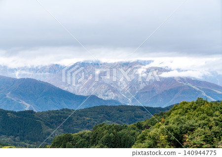 Hakuba mountain range as seen from Shirasawa Pass Observatory Hakuba mountain range as seen from Shirasawa Pass Observatory 140944775