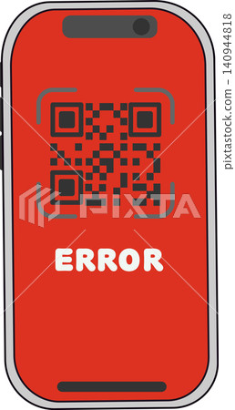A smartphone icon displaying a QR code payment error. A smartphone icon displaying a QR code payment error. 140944818