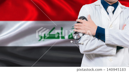 Iraqi national health system, Medical professional holding sthetoscope isolated Iraqi national health system, Medical professional holding sthetoscope isolated 140945183