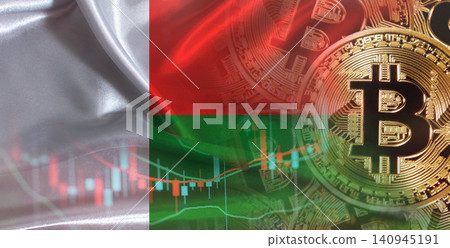 Bitcoin cryptocurrency with Malagasy flag. Investors in Blockchain Technology with Madagascar flag background Bitcoin cryptocurrency with Malagasy flag. Investors in Blockchain Technology with Madagascar flag background 140945191