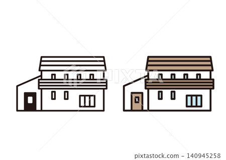 Simple line art house vector icon set (black and white and color) Simple line art house vector icon set (black and white and color) 140945258