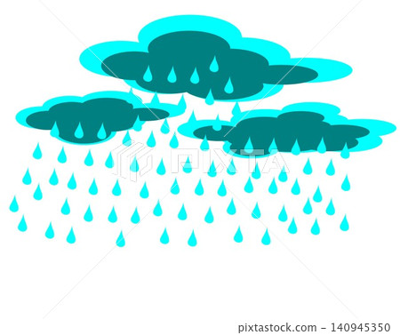 Three stylized rainy clouds vector illustration isolated on white background Three stylized rainy clouds vector illustration isolated on white background 140945350