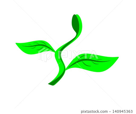Fresh green plant sprout with young leaves vector illustration isolated on white background Fresh green plant sprout with young leaves vector illustration isolated on white background 140945363