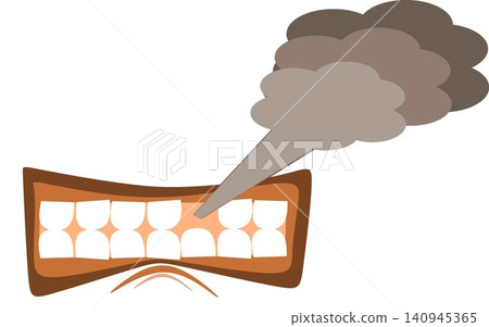 Bad breath vector illustration mouth with teeth and smelly smoke isolated on white background Bad breath vector illustration mouth with teeth and smelly smoke isolated on white background 140945365