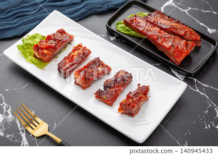 chinese Honey Glazed BBQ Pork Ribs, Traditional Char Siu Pork Spare Ribs chinese Honey Glazed BBQ Pork Ribs, Traditional Char Siu Pork Spare Ribs 140945433