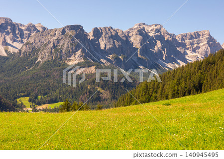 Highland terrain natural landscapes, woodlands near Goma mountain pass, Dolomites Highland terrain natural landscapes, woodlands near Goma mountain pass, Dolomites 140945495