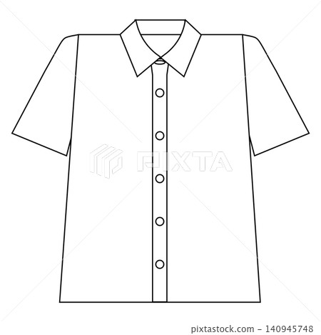 Illustration of a simple short-sleeved shirt suitable for spring and summer - white Illustration of a simple short-sleeved shirt suitable for spring and summer - white 140945748