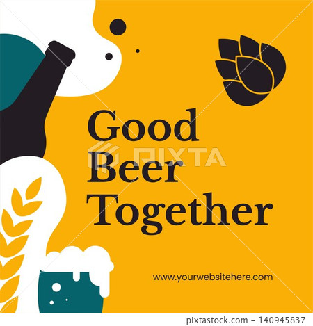 Flat Cartoon Hand Drawn Illustration Background for International Beer Day Social Media 140945837