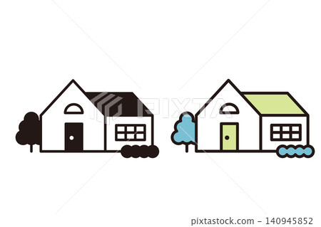 Simple line art house vector icon set (black and white and color) Simple line art house vector icon set (black and white and color) 140945852