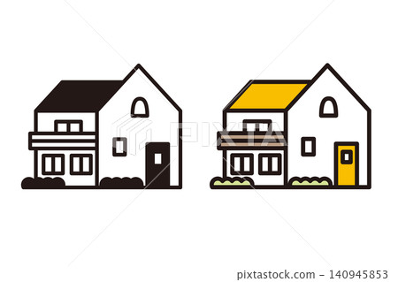 Simple line art house vector icon set (black and white and color) Simple line art house vector icon set (black and white and color) 140945853
