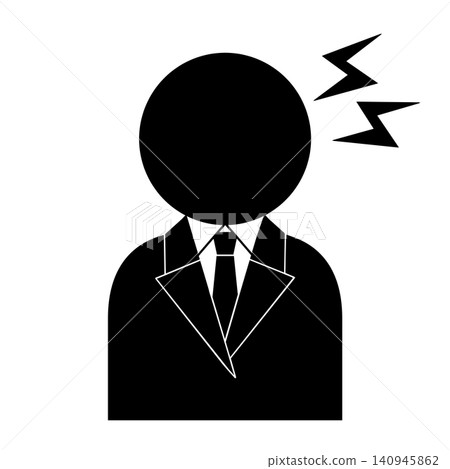 A simple pictogram of the upper body of a tense-looking businessman (anger, tension, stress) A simple pictogram of the upper body of a tense-looking businessman (anger, tension, stress) 140945862