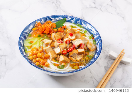 rice Noodles with Fried Tofu and Chili Vegetables, Traditional Chinese Vegetarian Dish rice Noodles with Fried Tofu and Chili Vegetables, Traditional Chinese Vegetarian Dish 140946123
