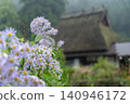 宮山茅屋之鄉的茅草屋與紫菀花 140946172