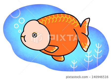 Ranchu goldfish and background illustration Ranchu goldfish and background illustration 140946516