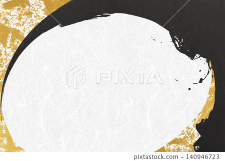 Japanese-style background with ink and gold brush art. Japanese-style background with ink and gold brush art. 140946723