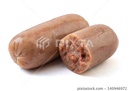 sliced Donkey Meat Menzi Sausage Isolated on White Background sliced Donkey Meat Menzi Sausage Isolated on White Background 140946972