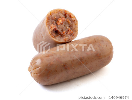 sliced Donkey Meat Menzi Sausage Isolated on White Background sliced Donkey Meat Menzi Sausage Isolated on White Background 140946974