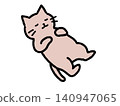 A cute, relaxed-style illustration of a cat lying down. 140947065
