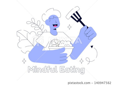Mindful Eating Vector Illustration Featuring Healthy Food Choices, Conscious Nutrition, Balanced Diet, Wellness Lifestyle, and Mindful Eating Habits Mindful Eating Vector Illustration Featuring Healthy Food Choices, Conscious Nutrition, Balanced Diet, Wellness Lifestyle, and Mindful Eating Habits 140947382