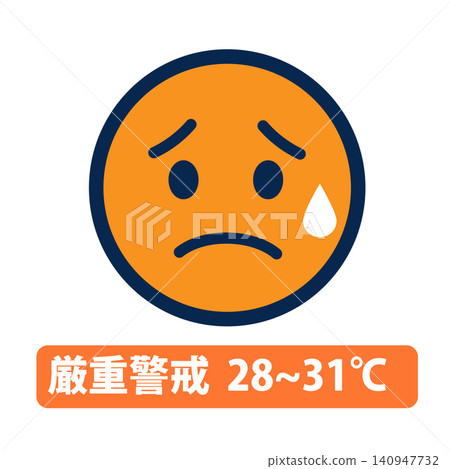 WBGT (Wet Bulb Globe Temperature) severe alert level face icon 140947732