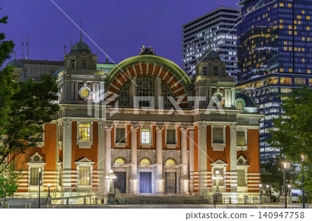 Osaka night view, Nakanoshima, Osaka City Central Public Hall, Osaka City, Osaka Prefecture Osaka night view, Nakanoshima, Osaka City Central Public Hall, Osaka City, Osaka Prefecture 140947758