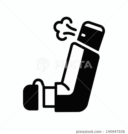 Asthma inhaler medical device icon with medication breathing respiratory treatment healthcare pulmonology clinical Asthma inhaler medical device icon with medication breathing respiratory treatment healthcare pulmonology clinical 140947836